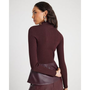 Red Knitted Studded Peplum Hem Top