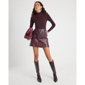 Red Knitted Studded Peplum Hem Top