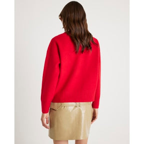 Red Knitted V Neck Jumper