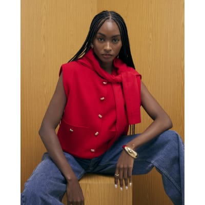 Red Knitted Waistcoat