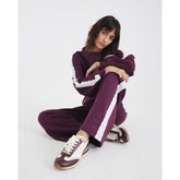 Red Lace Trim Wide Leg Joggers