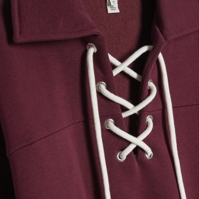 Red Lace Up Sweatshirt