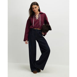 Red Lace Up Sweatshirt
