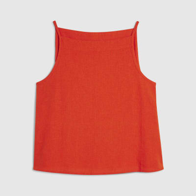 Red Linen Blend Tank Top