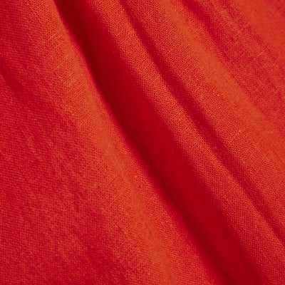 Red Linen Blend Tie Neck Top