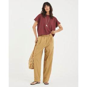 Red Linen Look Short Sleeve Batwing T-shirt