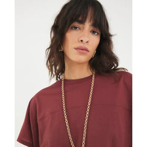 Red Linen Look Short Sleeve Batwing T-shirt