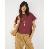Red Linen Look Short Sleeve Batwing T-shirt