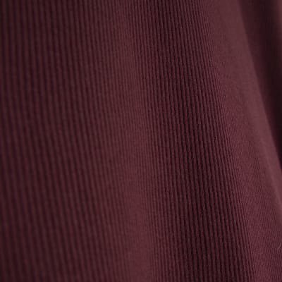 Red Long Sleeve Crew Neck Ribbed Top