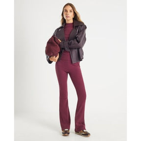 Red Long Sleeve Crew Neck Ribbed Top