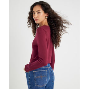 Red Long Sleeve Cropped Heart Top