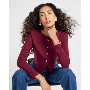 Red Long Sleeve Cropped Heart Top