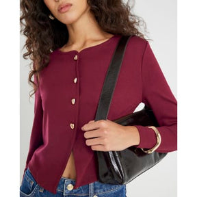 Red Long Sleeve Cropped Heart Top