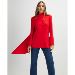 Red Long Sleeve Double Breasted Cape Blazer