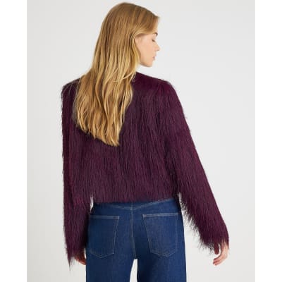 Red Long Sleeve Fringed Cardigan