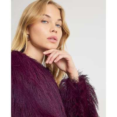 Red Long Sleeve Fringed Cardigan