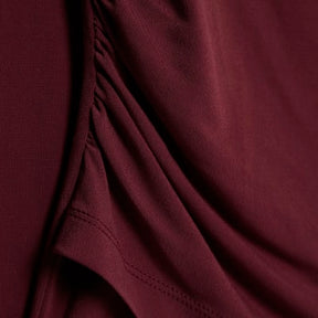 Red Long Sleeve Gold Detail Asymmetric Top