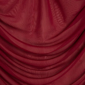 Red Long Sleeve Ruched Mesh Bardot Top