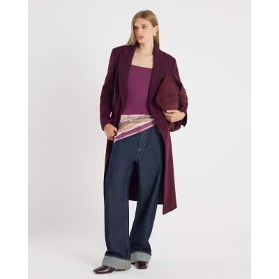 Red Long Sleeve Square Neck Bodysuit