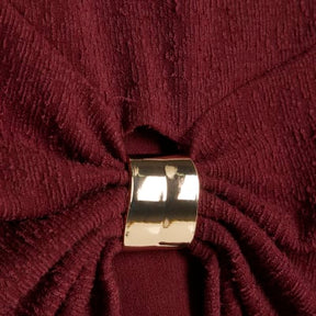 Red Long Sleeve Textured Gold Detail Top