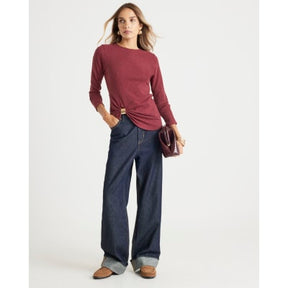 Red Long Sleeve Textured Gold Detail Top