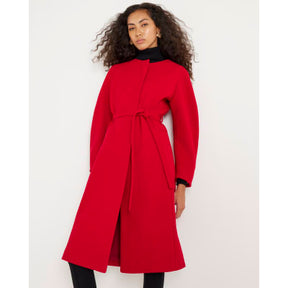 Red Longline Belted Coat