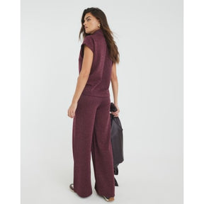 Red Lurex Wide Leg Trousers