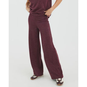 Red Lurex Wide Leg Trousers