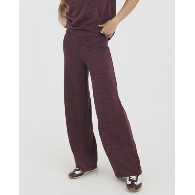 Red Lurex Wide Leg Trousers