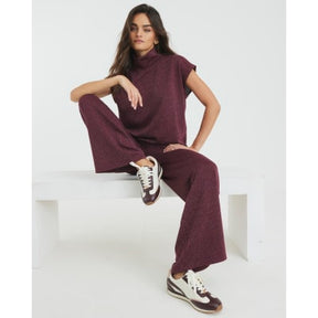 Red Lurex Wide Leg Trousers