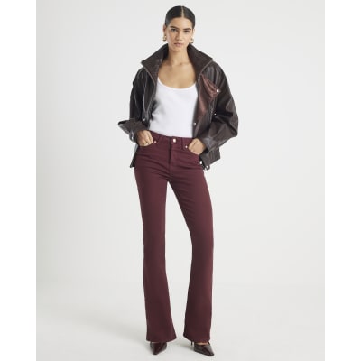 Red Mid Rise Bootcut Jeans