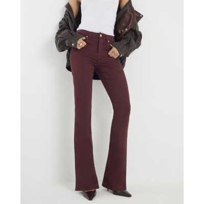 Red Mid Rise Bootcut Jeans