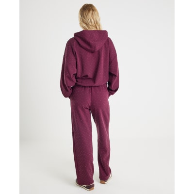 Red Neoprene Diamante Embellished Joggers