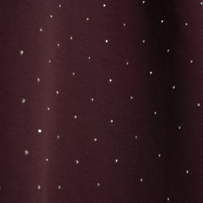 Red Neoprene Diamante Embellished Joggers