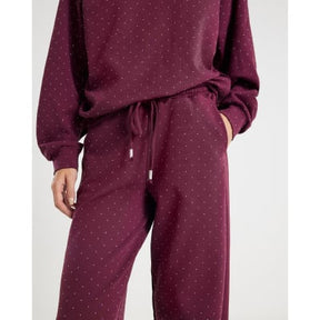 Red Neoprene Diamante Embellished Joggers