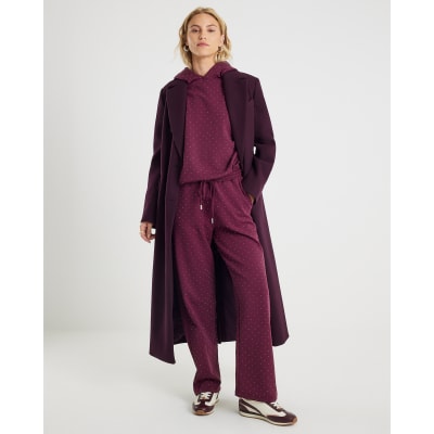 Red Neoprene Diamante Embellished Joggers