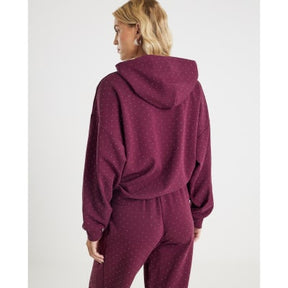 Red Neoprene Long Sleeve Diamante Hoodie