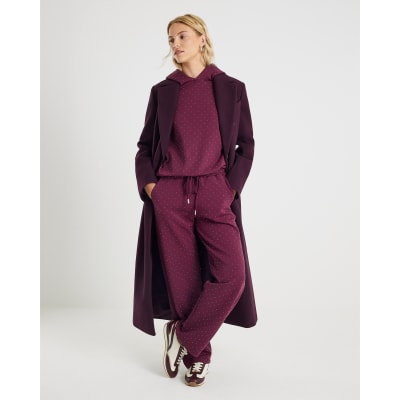 Red Neoprene Long Sleeve Diamante Hoodie