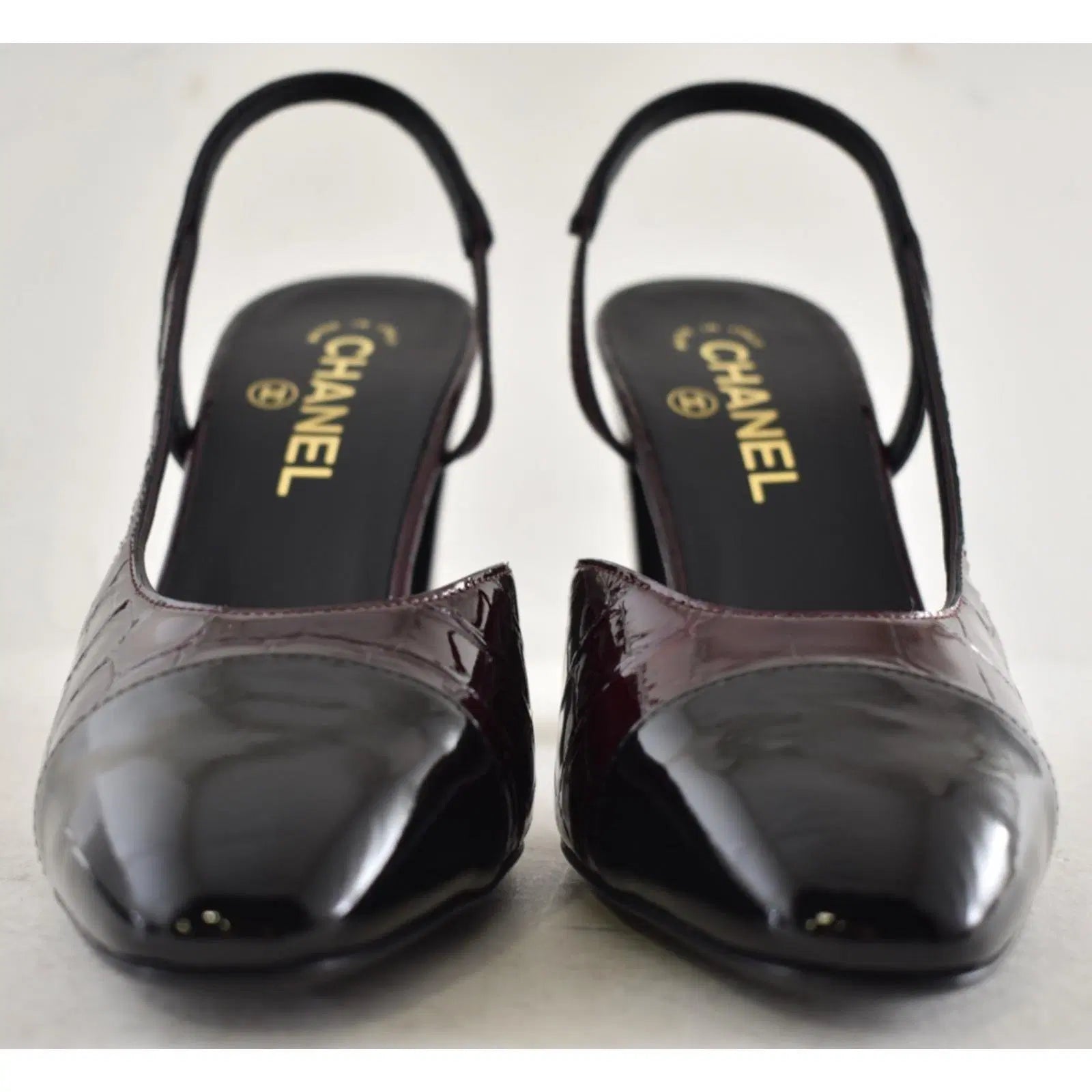 Chanel Slingback patent leather heels