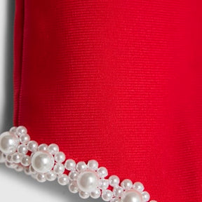 Red Pearl Hem Mini Skirt