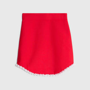 Red Pearl Hem Mini Skirt