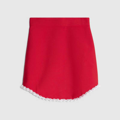 Red Pearl Hem Mini Skirt