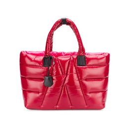 Red Pink Tote Bag Leather Details