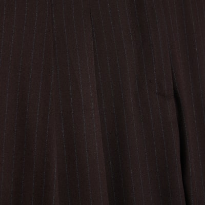 Red Pinstripe Pleated Wide Leg Trousers