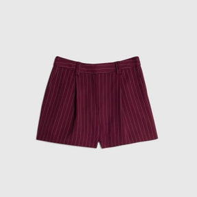 Red Pinstripe Tailored Shorts