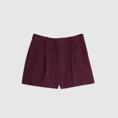 Red Pinstripe Tailored Shorts