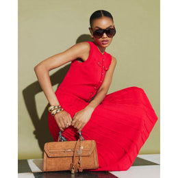 Red Pointelle Maxi Dress