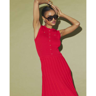 Red Pointelle Maxi Dress