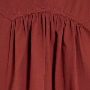 Red Poplin Short Sleeve Smock Top