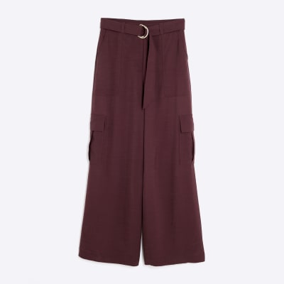 Red Premium Belted Utility Trousers